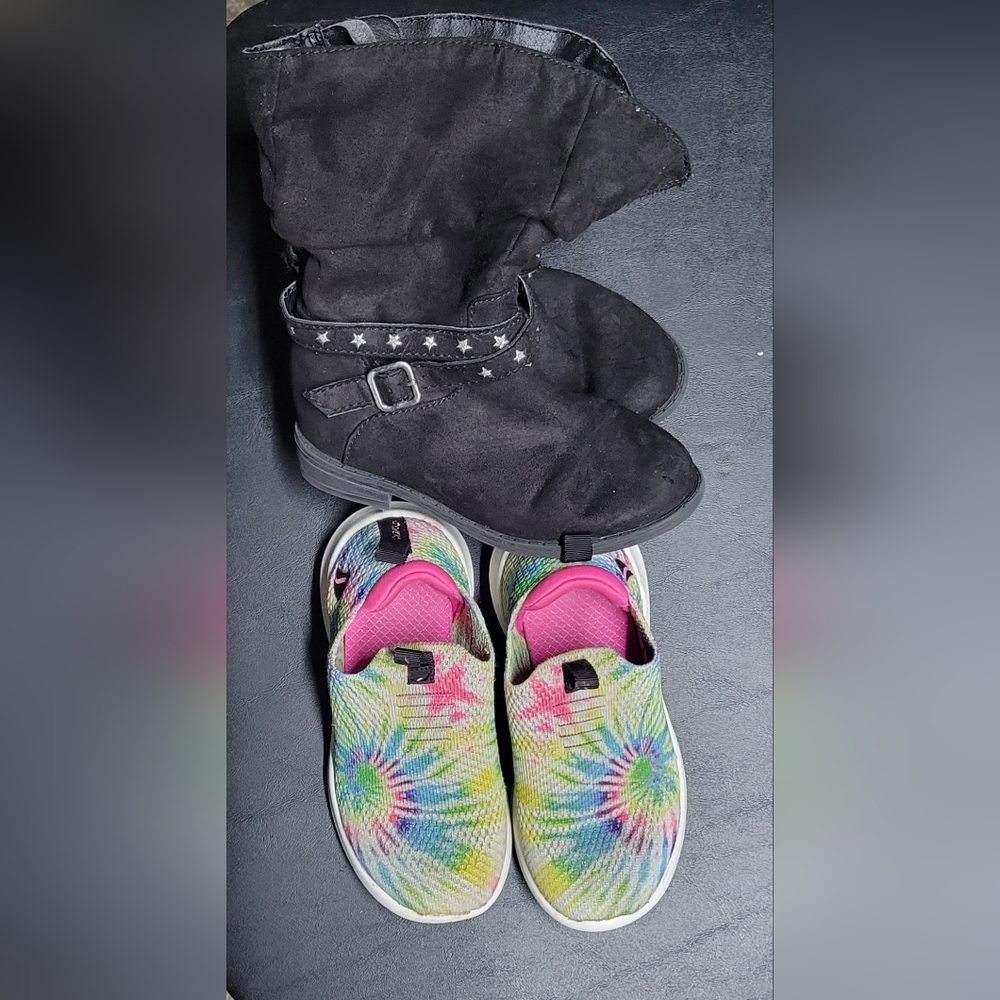 Skechers Kids Tie-Dye and Black Boots Combo